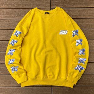 We11 Done Sleeve Logo Letter Print Yellow Long Sleeved Sweatshirt